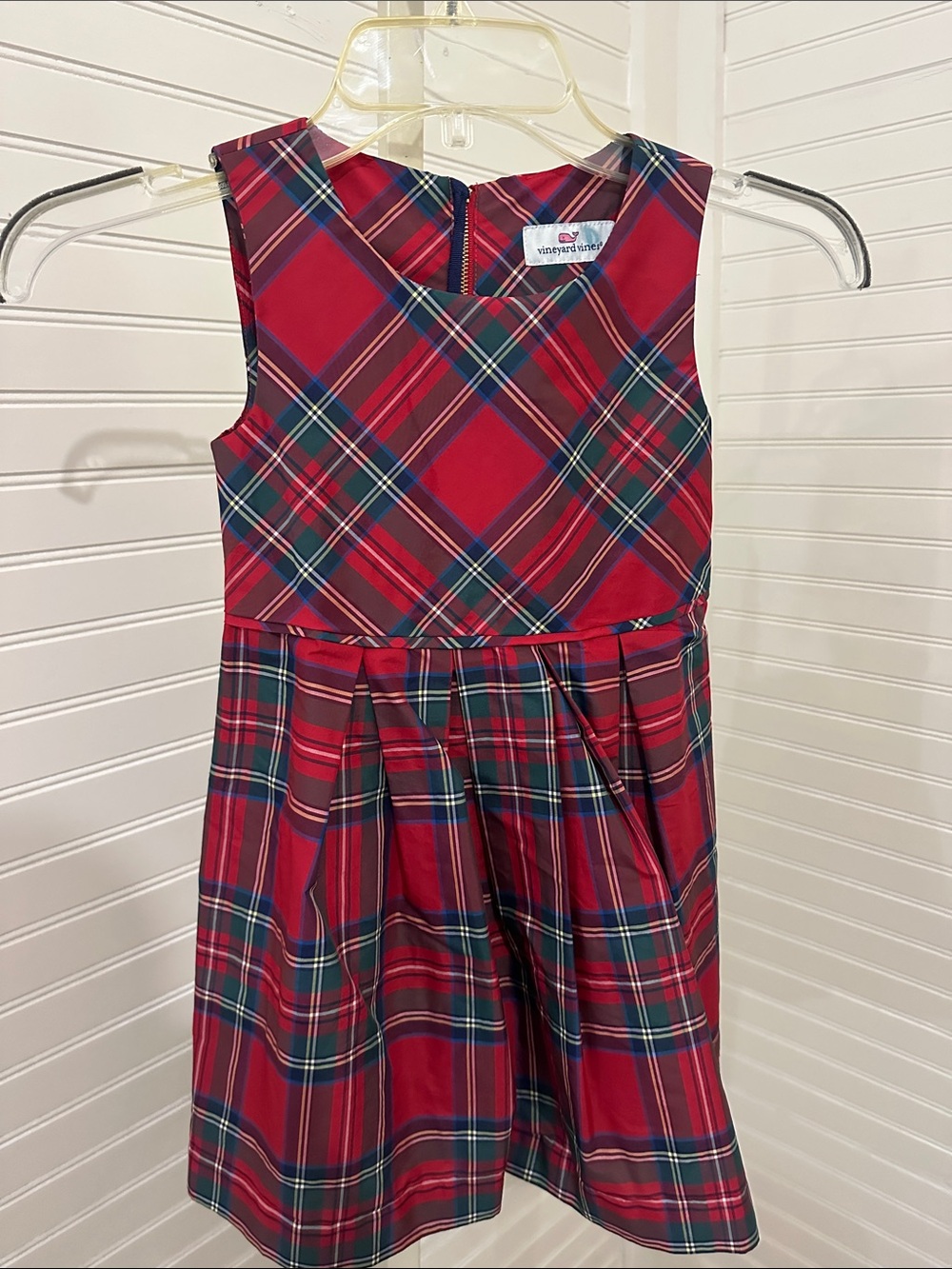 Vineyard Vines Red and Blue Plaid Sleeveless Holiday Dress size 5